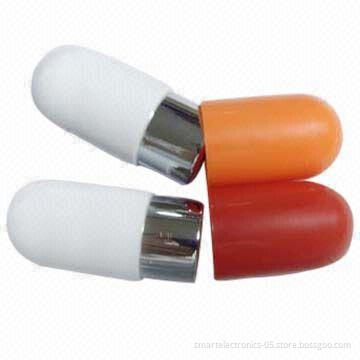 Pill-shaped USB flash drives